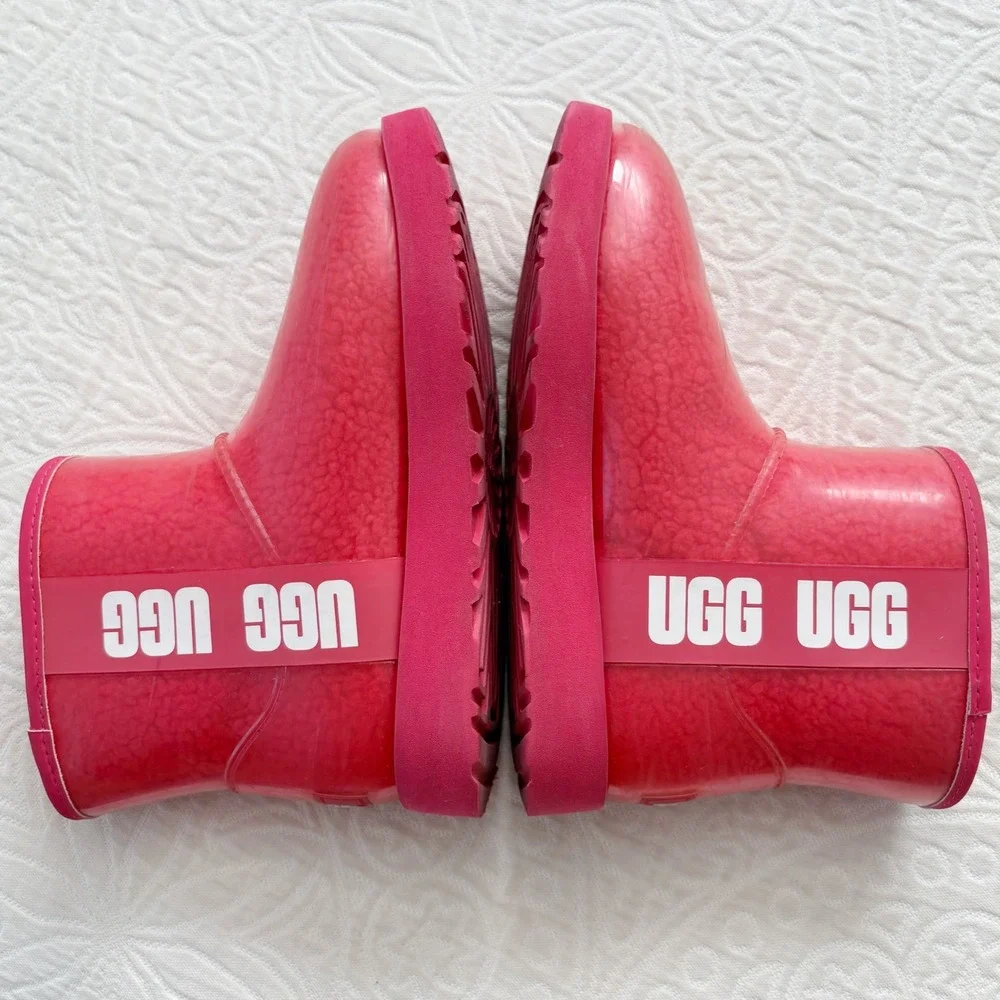 UGG Classic Clear Waterproof Mini Boot, Hibiscus Pink‎ Sz 6